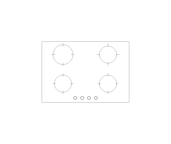 Electric 4 Burner Cooktop CAD Block. Free DWG AutoCAD Imperial drawing available to download