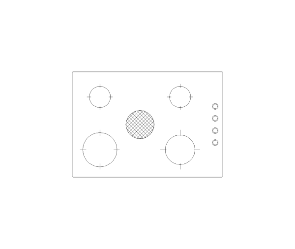 Electric Downdraft Cooktop CAD Block. Free DWG AutoCAD Imperial drawing available to download