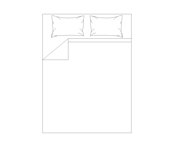 queen Bed CAD Block. Free DWG Auto CAD Imperial drawing available to download