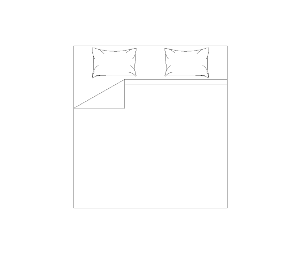 King Bed CAD Block. Free DWG AutoCAD Imperial drawing available to download