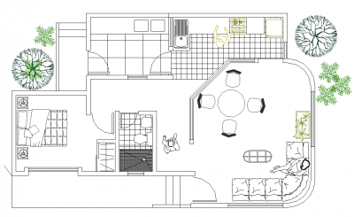 Plano de casa de piso térreo dwg