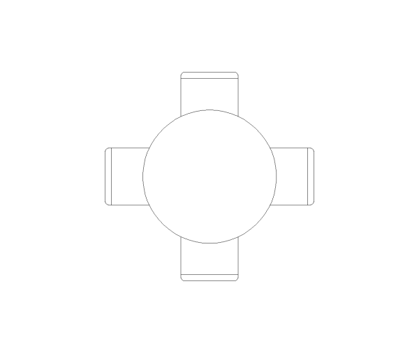 Patio 4 Seat Round Table Set CAD Block. Free DWG AutoCAD Imperial drawing available to download