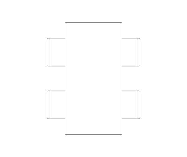 Patio 6 Seat Rectangular Table Set CAD Block. Free DWG AutoCAD Imperial drawing available to download