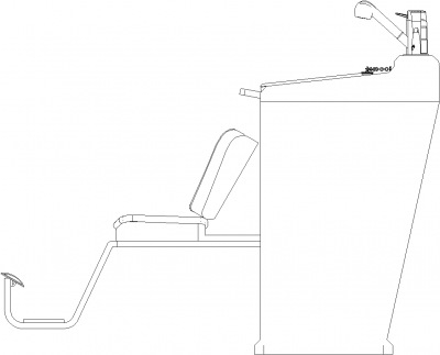 1469mm Width Portable Hair Salon Wash Basin Right Elevation dwg Drawing