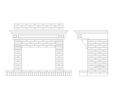 Кирпичный камин CAD-блок dwg