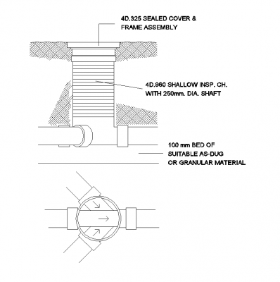 Chambre d'inspection peu profonde DWG CAD dessin