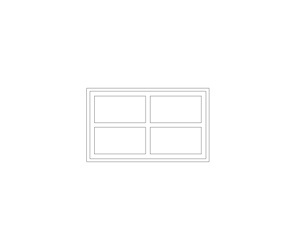 Window Elevation Grid 2x2 Pane CAD Block. Free DWG AutoCAD Imperial drawing available to download