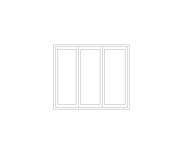 Window Elevation Grid 1x3 Pane CAD Block. Free DWG AutoCAD Imperial drawing available to download