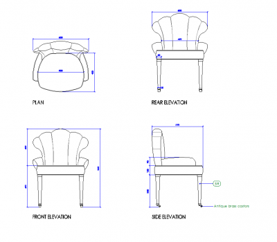 Chaise de chambre à coucher dessin DWG