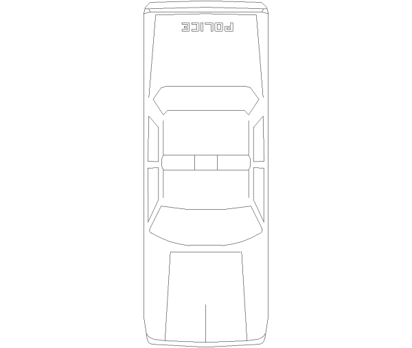Police Car Plan View CAD Block. Free DWG AutoCAD Imperial drawing available to download