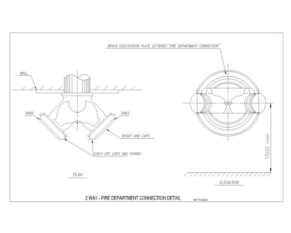 Free AutoCAD 2D Editable Drawings for 2 Way Fire Department Connection Detail
