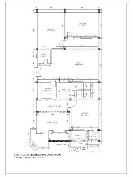 Free AutoCAD 2D Editable Isometric Drawings for 2BHK Duplex Style House Design - 21