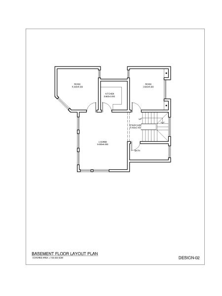 Free AutoCAD 2D Editable Isometric Drawings for 2BHK Basement Design -2