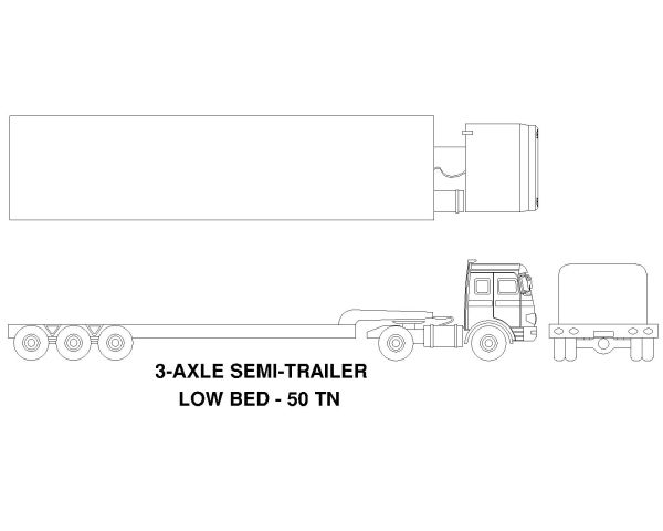 Free AutoCAD 2D Editable Drawings for 3 - AXLE SEMI-TRAILER