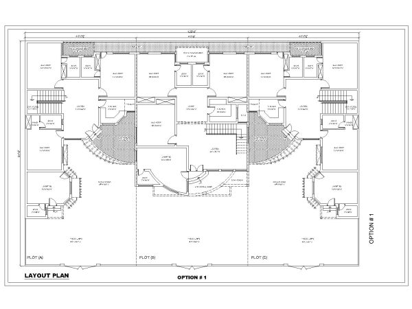 Free AutoCAD 2D Editable Drawings for 3 BHK 3 Set House Design Ground Floor Plan OP_ 1