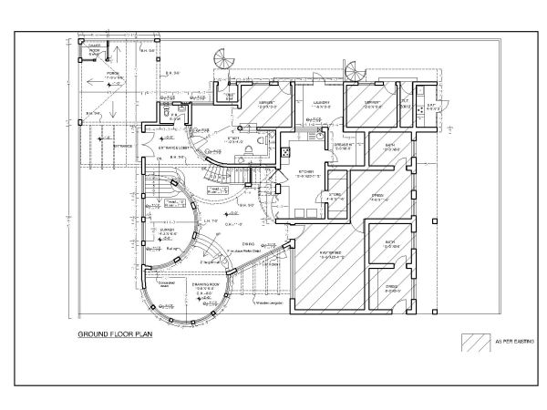 Free AutoCAD 2D Editable Drawings for 3BHK Design with Dining & Car porch Ground Floor Plan_ 1