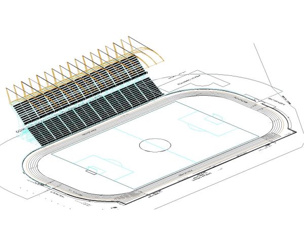 Free AutoCAD editable Drawing of Cricket Stadium 3D
