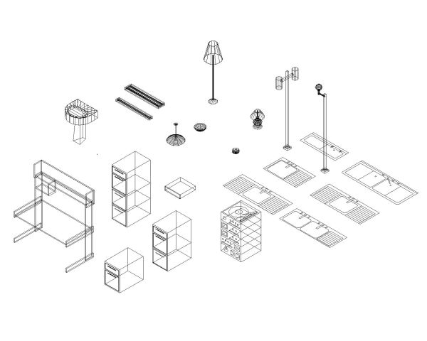Free AutoCAD 3D Editable Drawings for Kitchen Fixtures 2