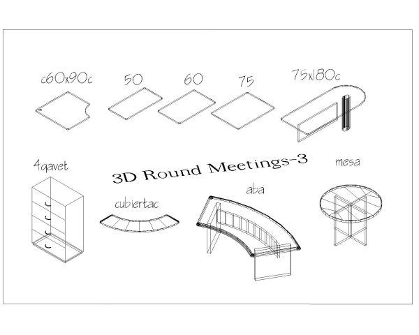 Free AutoCAD for 3D Models of Office Meeting Tables-3