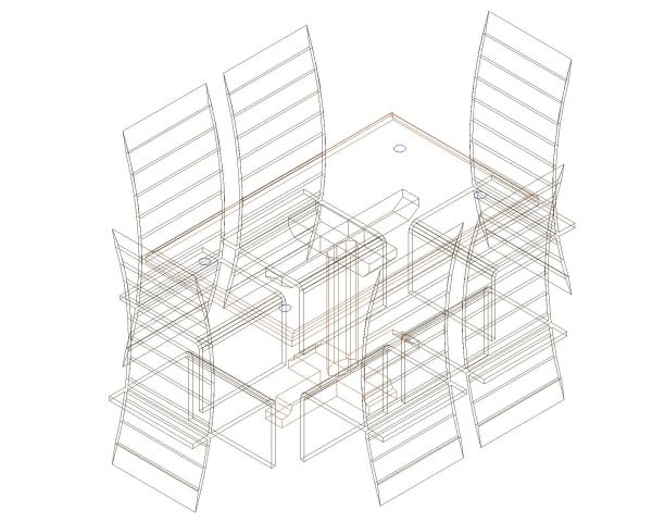 Free AutoCAD 3D Moveable Blocks of Dining Table with 06 Chairs - 13