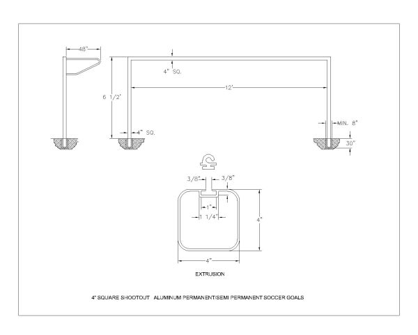 Free AutoCAD Drawings for 4-Inches Square Shootout ,Aluminum Permanent & Semi-Permanent Soccer Goals-2