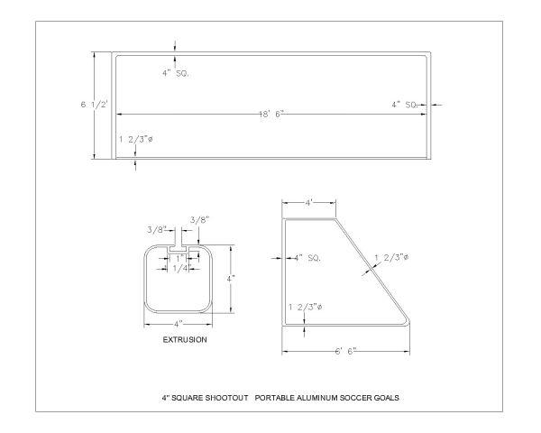 Free AutoCAD Drawings for 4-Inches Square Shootout ,Portable Aluminum Soccer Goals-1