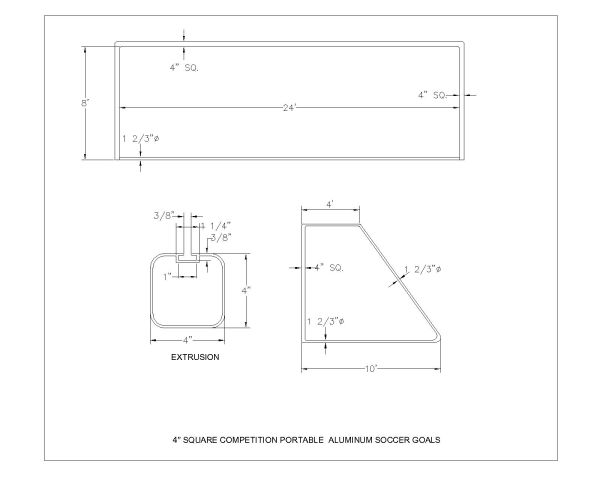 Free AutoCAD Drawings for 4-Inches Square Shootout ,Portable Aluminum Soccer Goals-2
