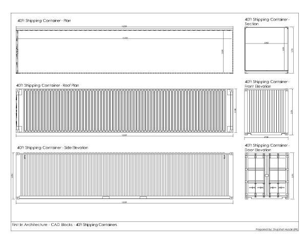 40' Shipping Container Detailed Drawings