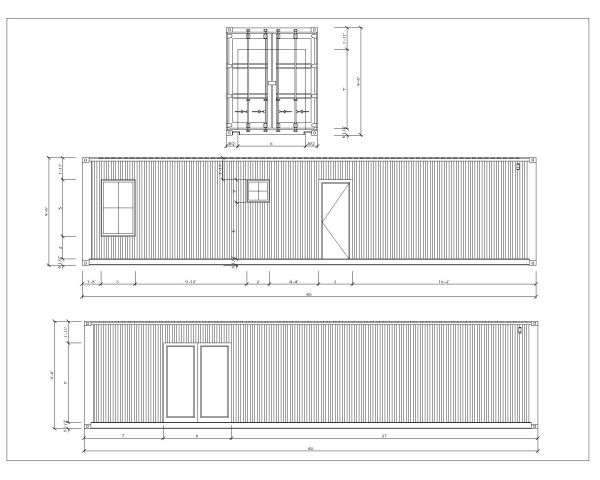 40' Shipping Container Residence Building Elevations