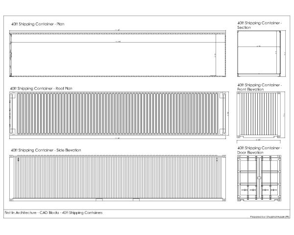 44' Shipping Container Detailed Drawings
