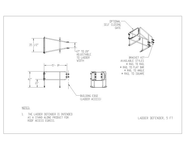 Free AutoCAD 2D Editable Drawings for 5-ft Ladder Defender Design