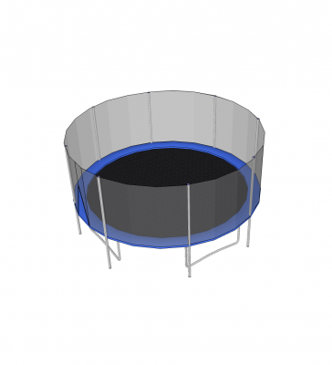 Trampoline avec bloc sketchup filet de sécurité