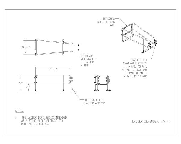 Free AutoCAD 2D Editable Drawings for 7.5-ft Ladder Defender Design