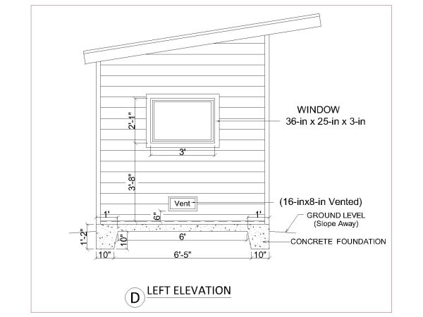 Free “CAD Drawings for 8 x 10 Wooden Shed Design Elevation_3