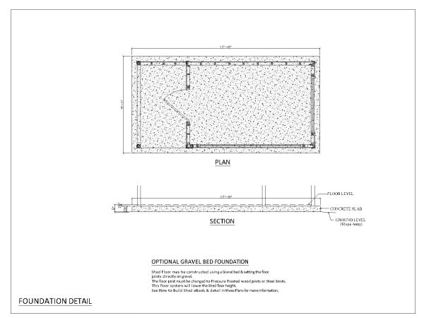 Free AutoCAD 2D Editable Drawings for 8 x 12 Wooden Shed Design Foundation Details