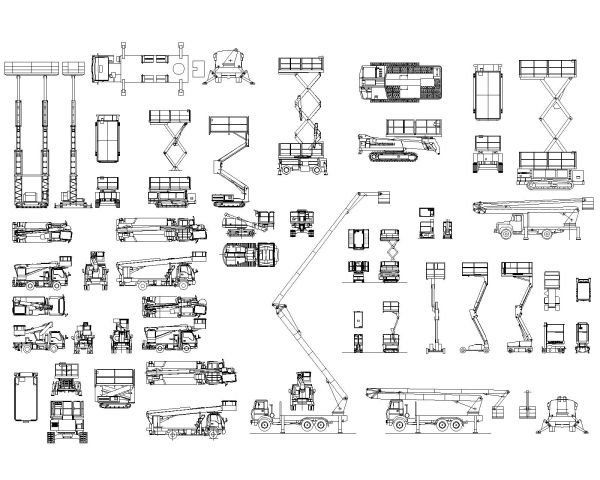 Aerial Work Platforms Architectural Drawing. CAD block in DWG format free download.