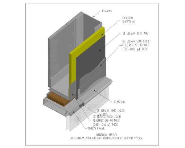 Free AutoCAD 2D Drawing Air Barriers- Air & Water Resistive Barrier System Window Head-1