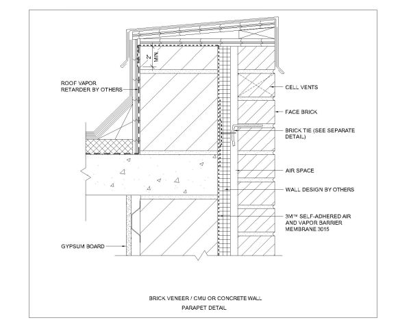 Free AutoCAD 2D Drawing for Concrete Wall Parapet Details