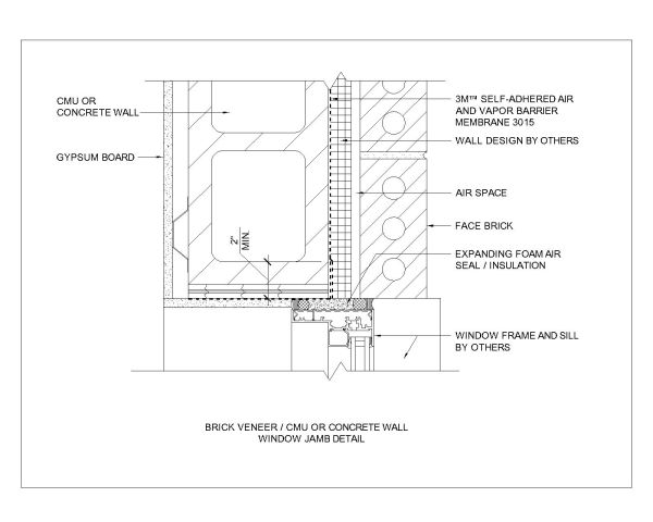 Free AutoCAD 2D Drawings of Concrete Wall Window Jamb Details