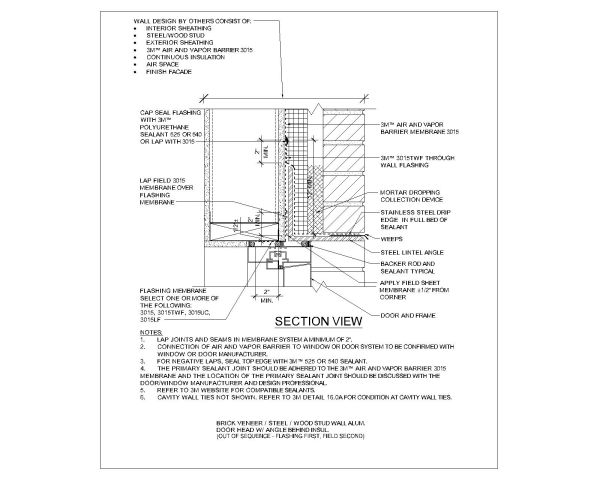 Free AutoCAD 2D Drawings of  Wood Stud Wall Alum Door Head With Angle Behind-1