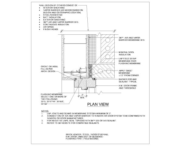 Free AutoCAD DWG for Brick Veneer Or Steel Or Wood Stud Wall Door Jamb-2
