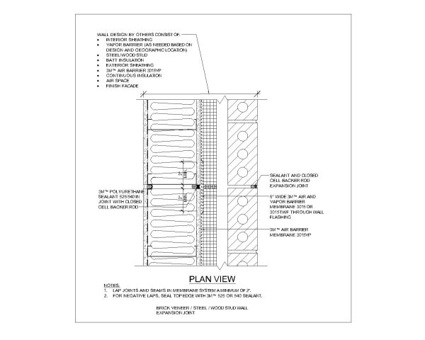 Free AutoCAD DWG for Steel Or Wood Stud Wall Expansion Joint-2