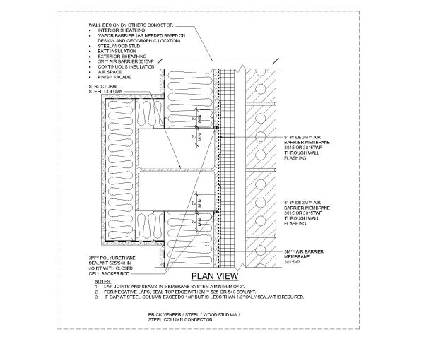 Free AutoCAD 2D Drawing for Wood Stud Wall Steel Column Connection-22