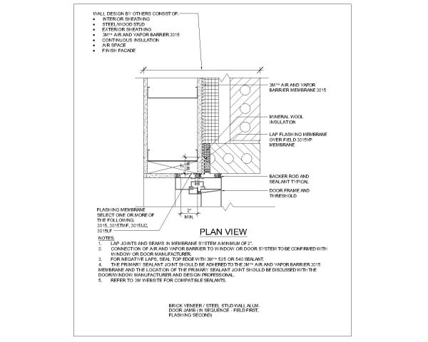 Free AutoCAD 2D Editable Drawings for Steel Stud Wall Alum Door Jamb - 1