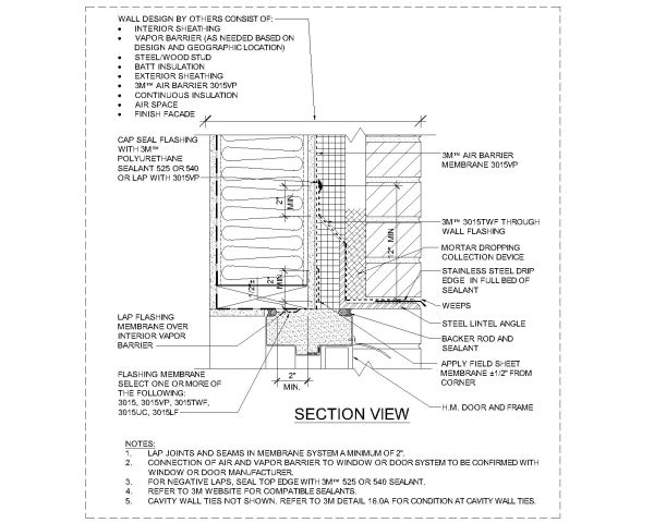 Free AutoCAD 2D Editable Drawings for Brick Wall Jamb Section View- 2