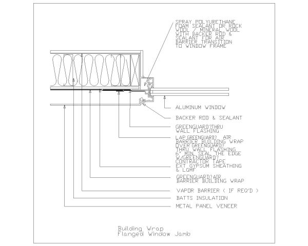Free AutoCAD 2D Editable Drawings for Building Wrap Flanged Window Jamb- 1