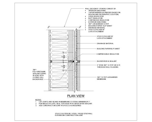 Free AutoCAD 2D Editable Drawings for Stud Wall Expansion Construction Joint