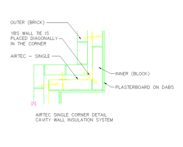 Coin Détail Cavity Isolation des murs dwg