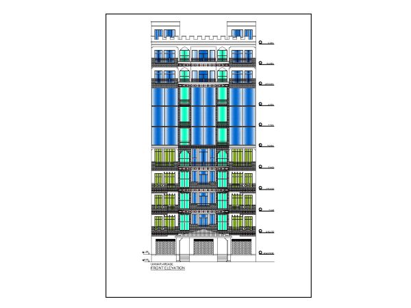 Free AutoCAD 2D editable Drawing for Multi Story 2D Elevation_ 5