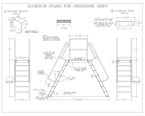 Free AutoCAD Drawing of Aluminum Stairs For Crossover Ships